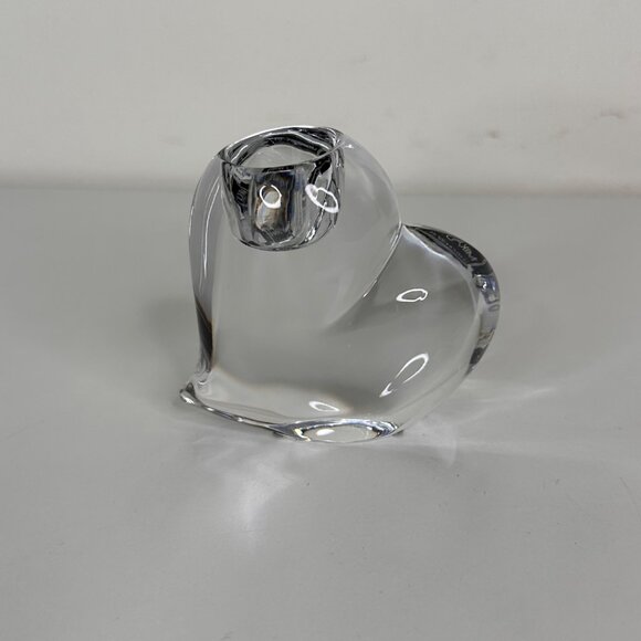 Mikasa Lead Crystal Heart Candle Holder 3" Clear Glass Decorative - Picture 1 of 6